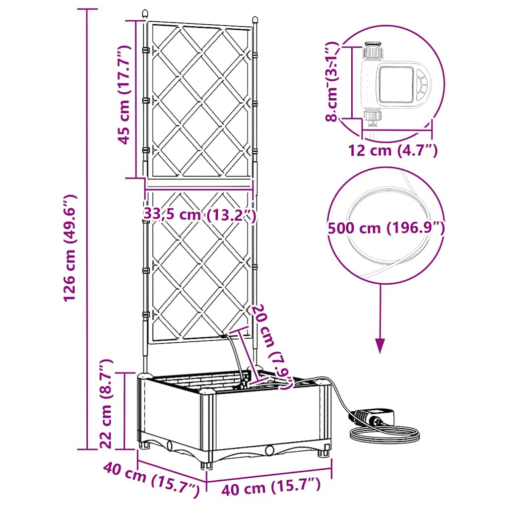 vidaXL Ζαρντινιέρες κήπου Καφέ 40 x 40 x 126 cm Ατσάλι