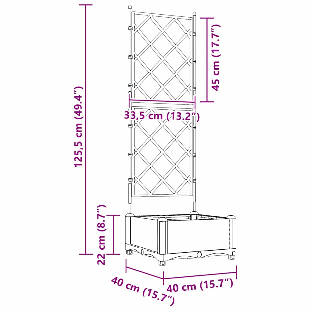 vidaXL Γλάστρα Κήπου Λευκός 40 x 40 x 125,5 εκ. Πλαστικό