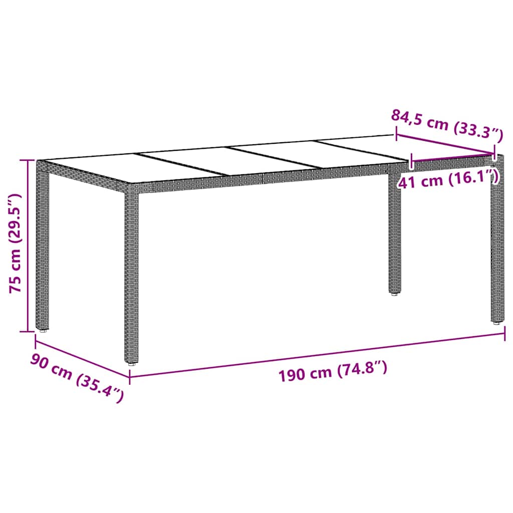 vidaXL Σέτ φαγητού για κήπο 7 pcs Ανοιχτό γκρι Πολυ ράταν