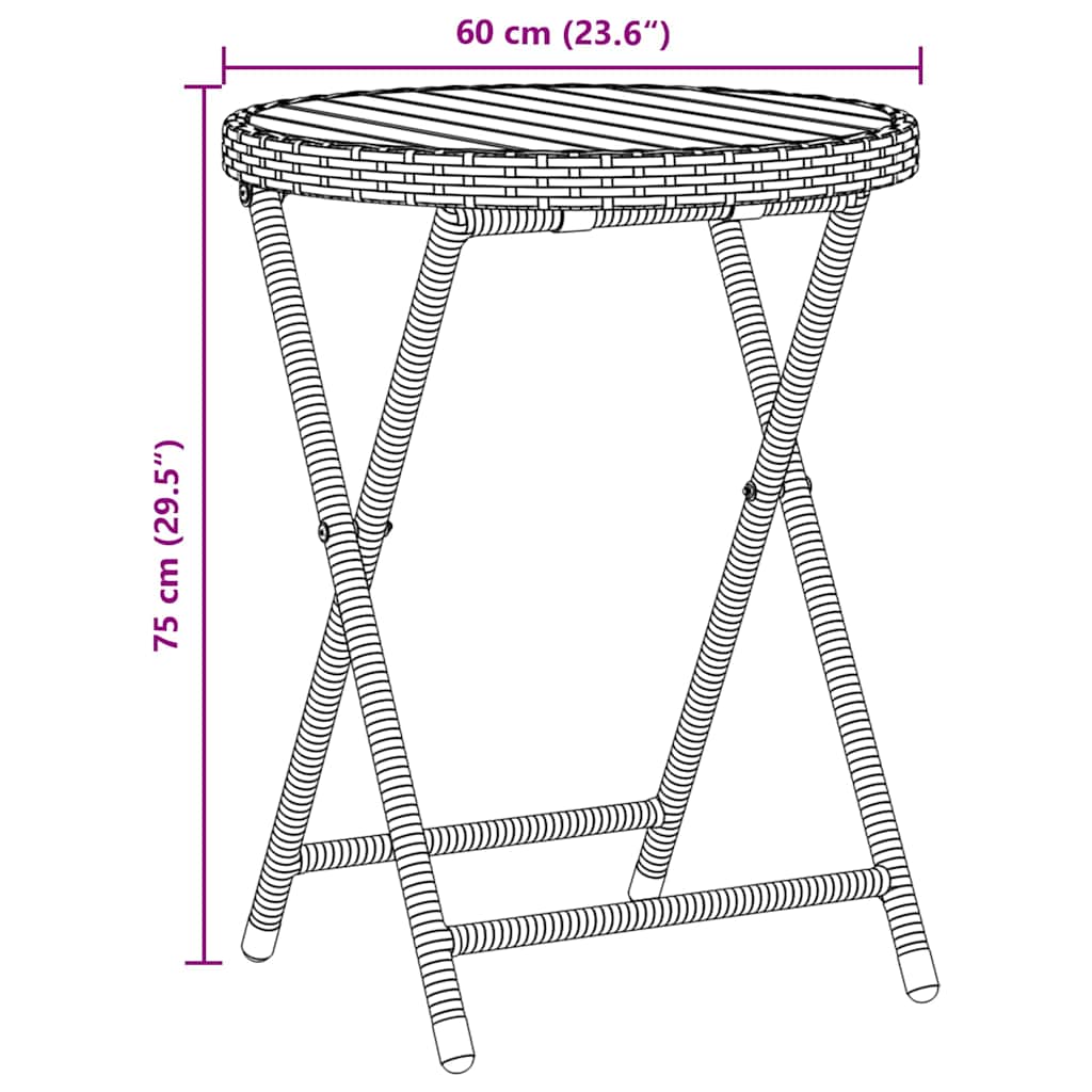 σετ κήπου 3 τεμαχίων vidaXL με μαξιλάρια Μαύρο Πολυ Ράτανο