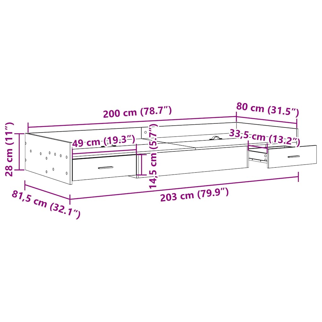 Κρεβάτι με αποθηκευτικό χώρο με κεφαλάρι Μαύρη Οξυά 80 x 200 cm