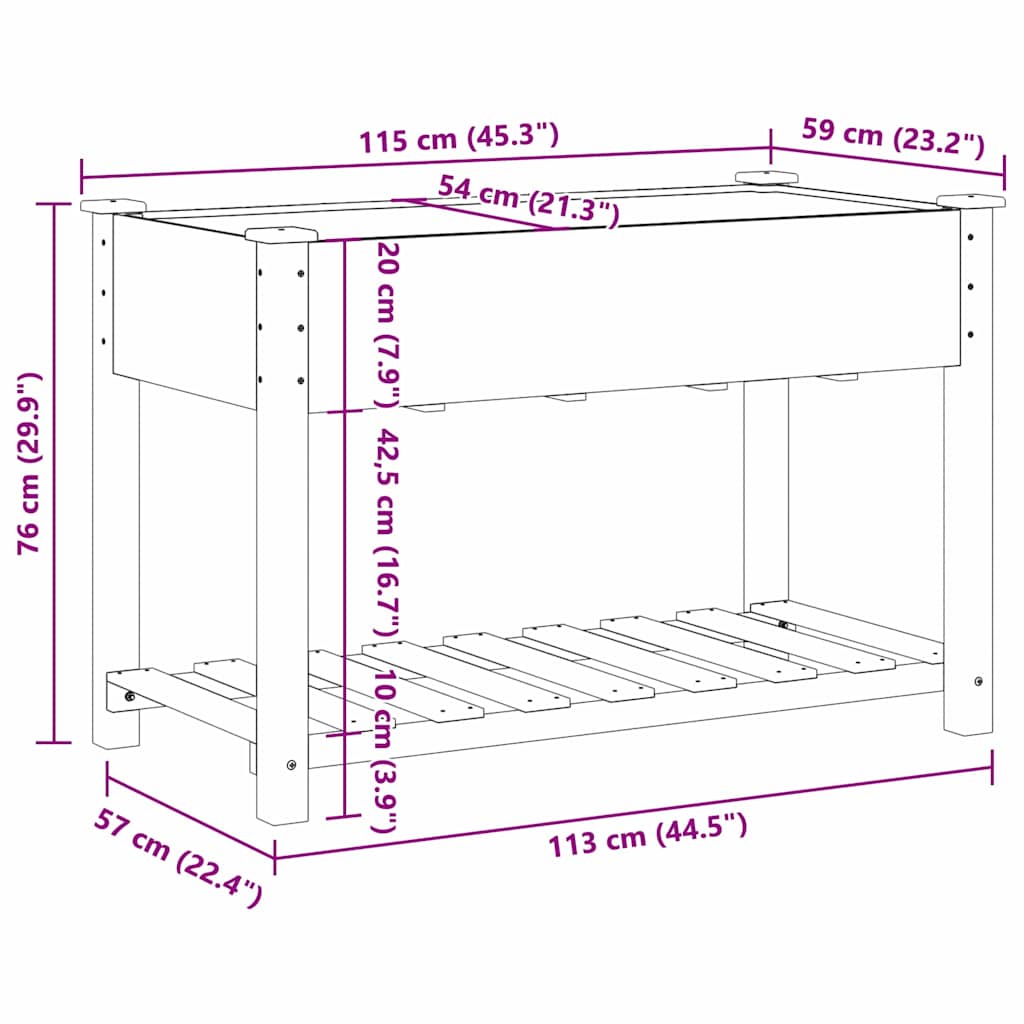 vidaXL Γλάστρα Κήπου Μπεζ 115 x 59 x 76,5 εκ Στερεό Ξύλο Πεύκου