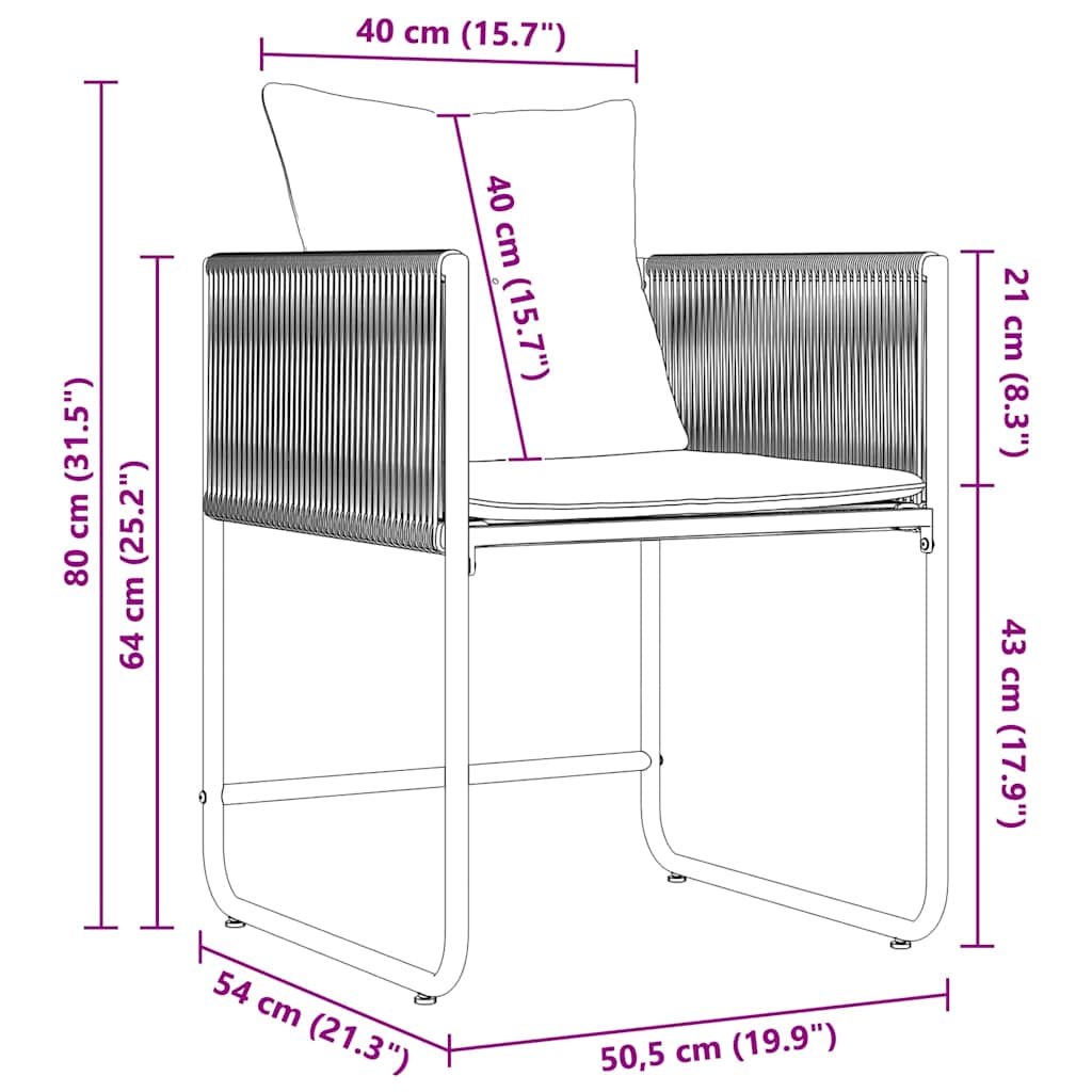 vidaXL Σέτ φαγητού για κήπο 9 pcs Μαύρο Ατσάλι