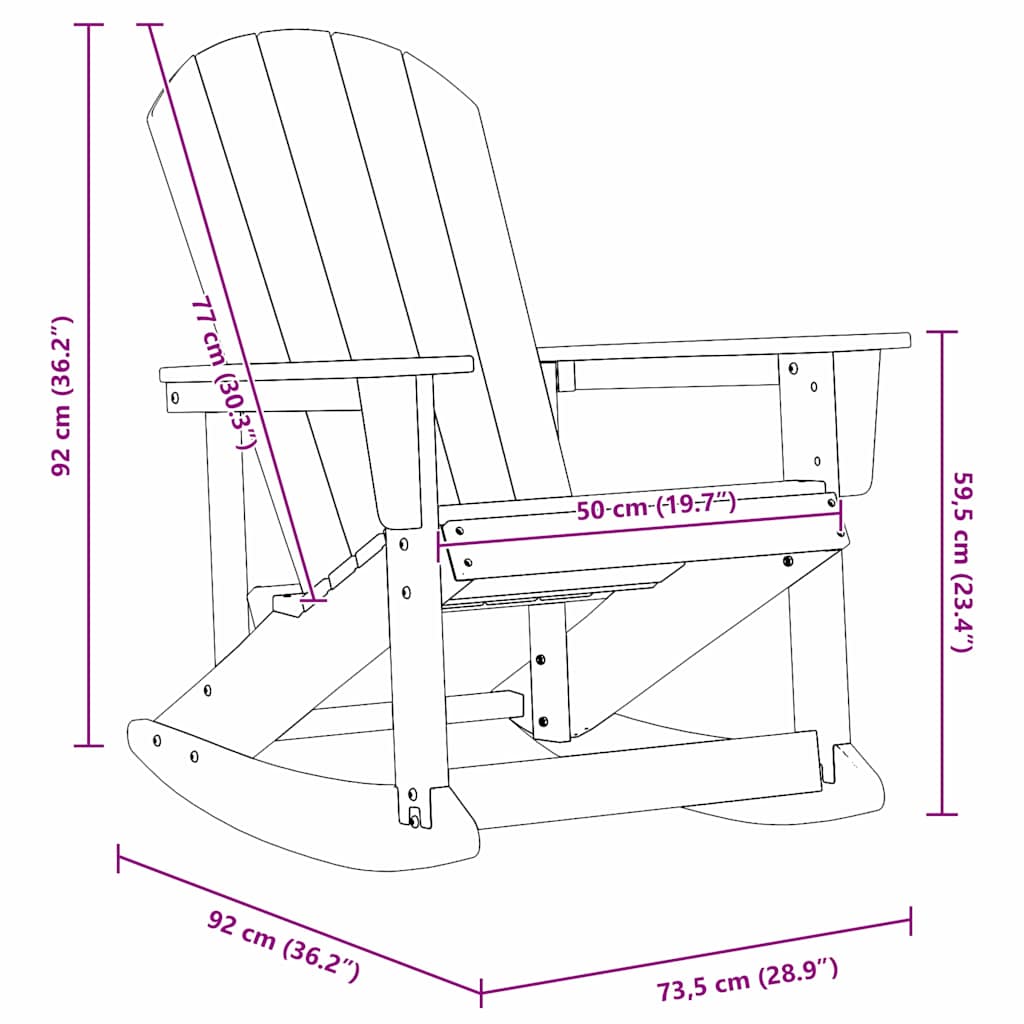 vidaXL Καρέκλες Ροκάντας Adirondack 2 pcs Σκούρο μπλε HDPE
