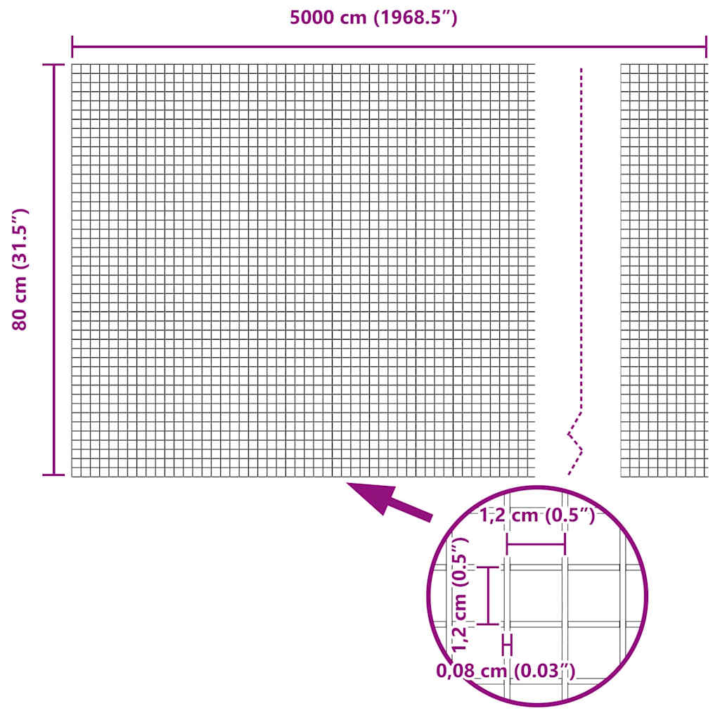 vidaXL Συγκολλητός φράχτης από σύρμα Πράσινο 0.8 x 50 μ