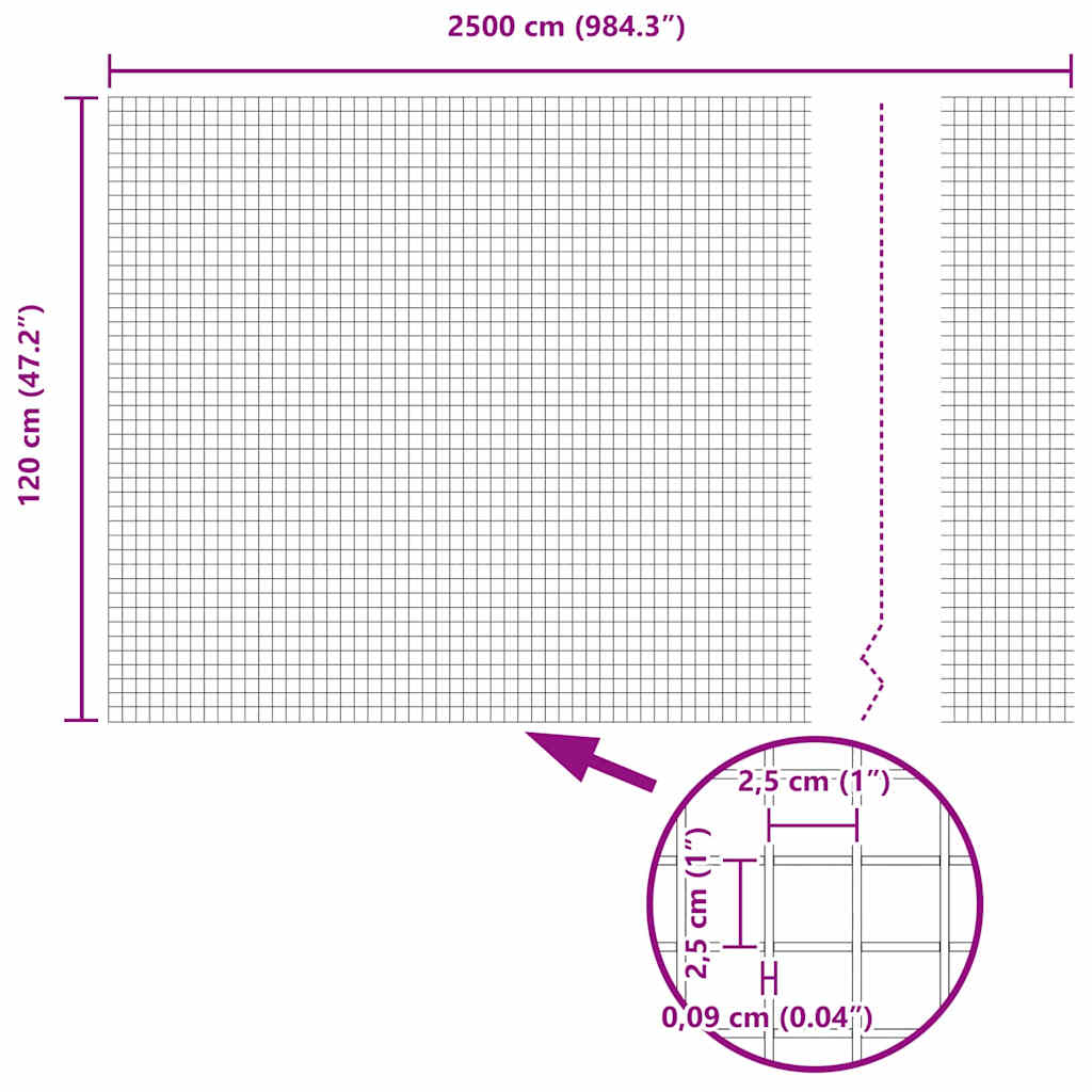 vidaXL Συγκολλητός φράχτης από σύρμα 2500 x 120 εκ Γκρι