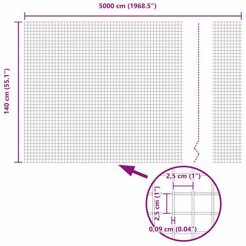 vidaXL Συγκολλητός φράχτης από σύρμα Γκρι 1.4 x 50 m