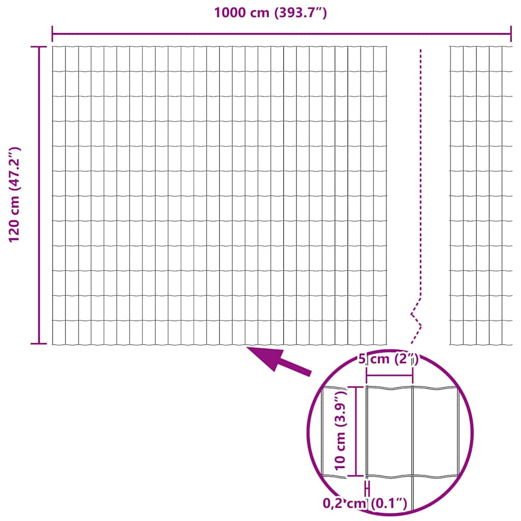 vidaXL Πράσινος Φράκτης 1,2x10 μ Σίδερο