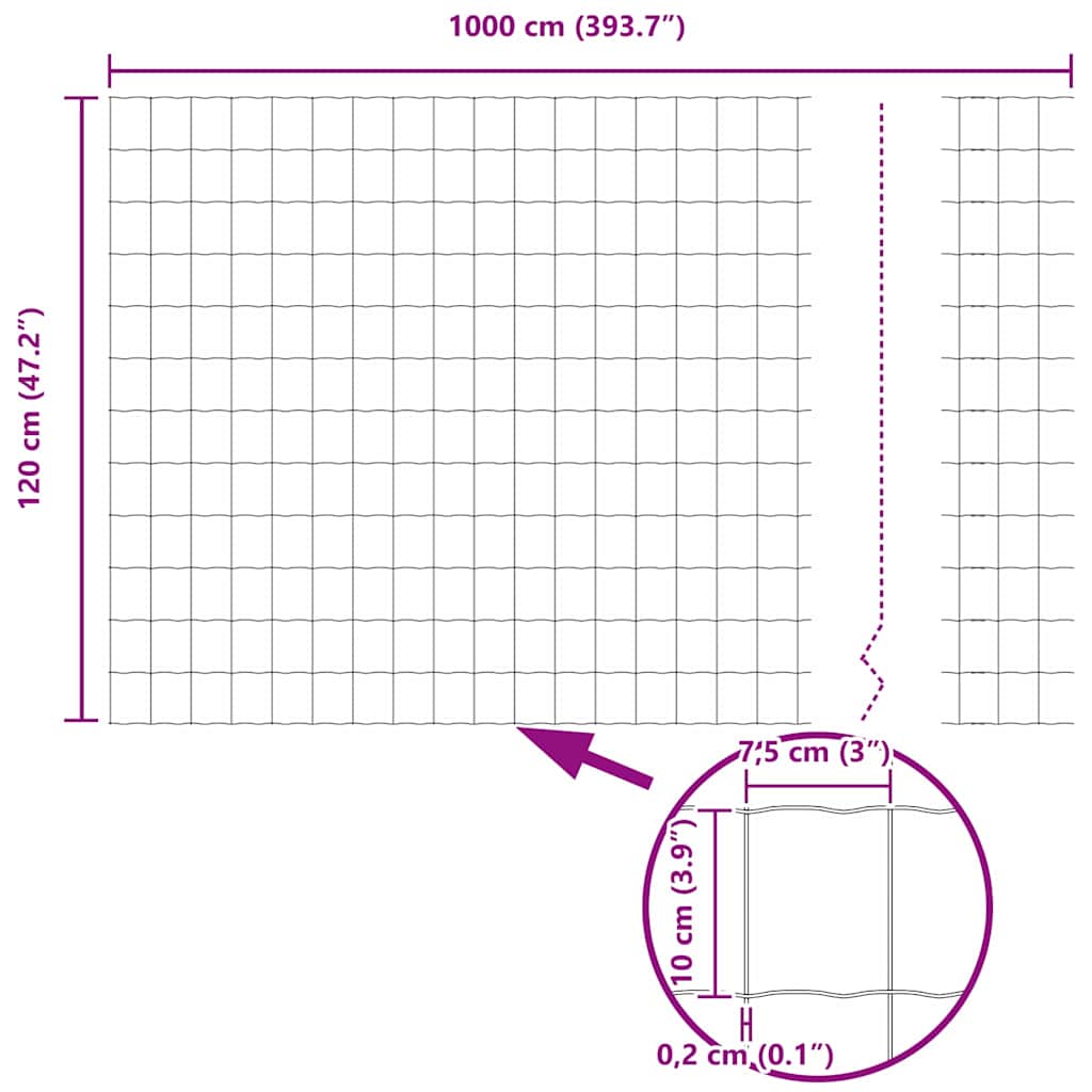 vidaXL Πράσινος Ευρωπαϊκός Φράχτης 1.2 x 10 μ Σίδερο