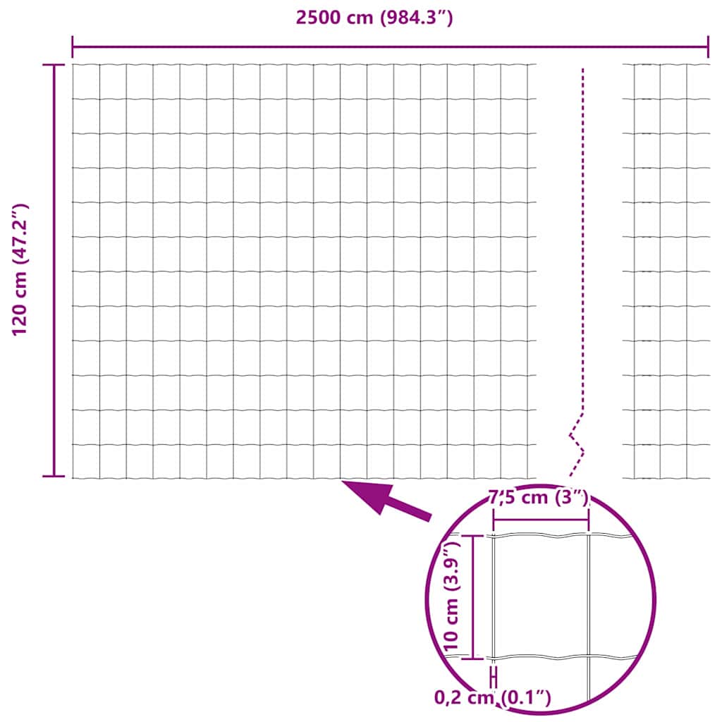 vidaXL Φράχτης Euro Πράσινος 1.2x25 μ Σίδερο