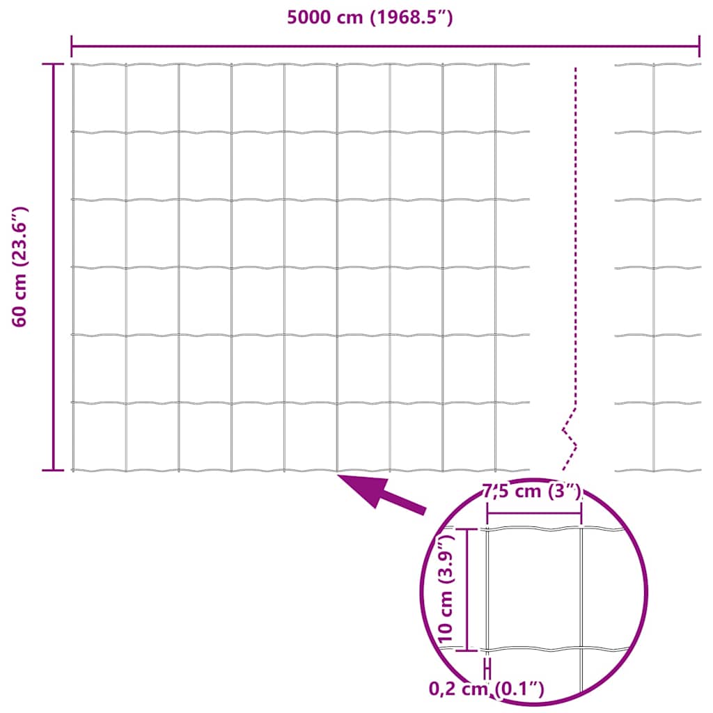 vidaXL Ευρωπαϊκός Φράκτης Πράσινος 0.6x50 μ Χάλυβας