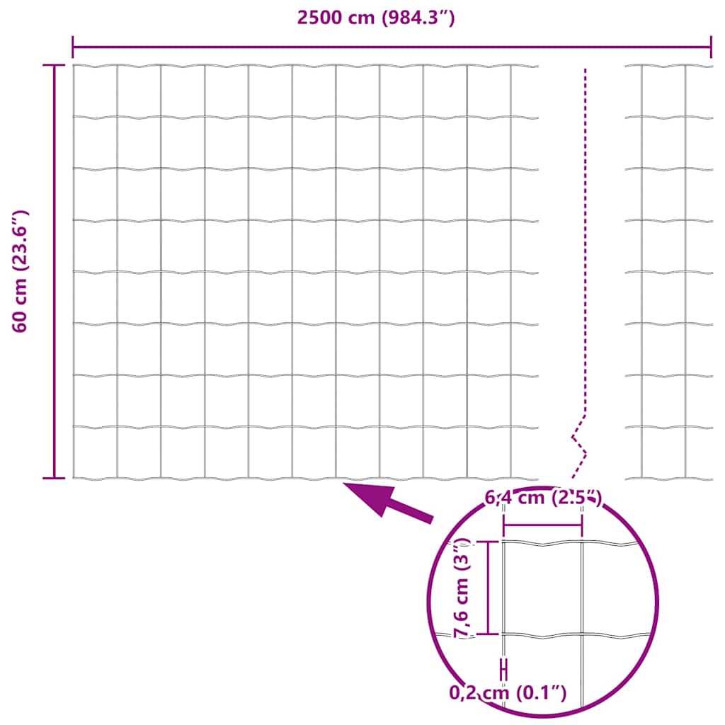 vidaXL Πράσινος Ευρωπαϊκός φράκτης 0.6x25 μ. από χάλυβα