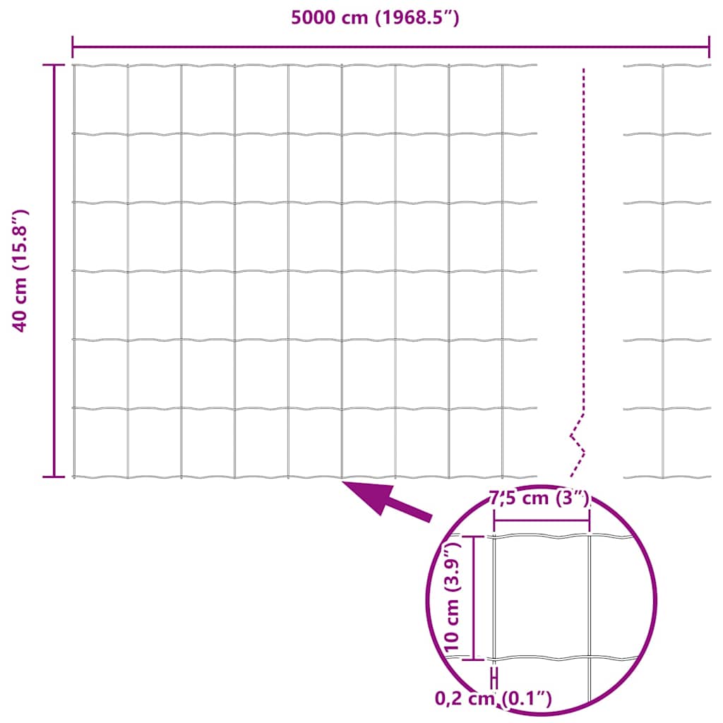 vidaXL Ευρωπαϊκός Φράχτης Γκρι 0.4x50 m