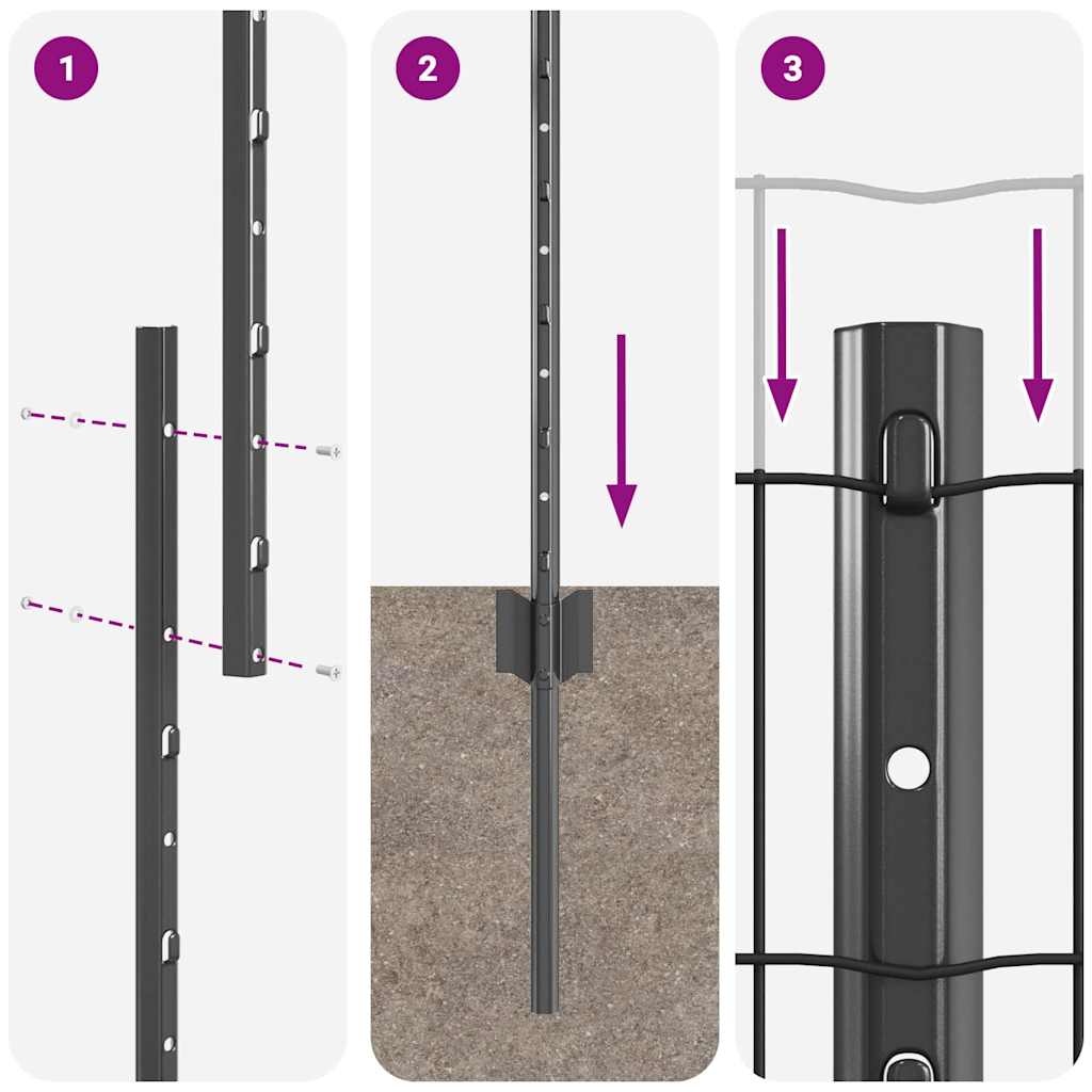 vidaXL Φράκτης με 10 U Posts Γκρι 1.4x10 μ Χάλυβας
