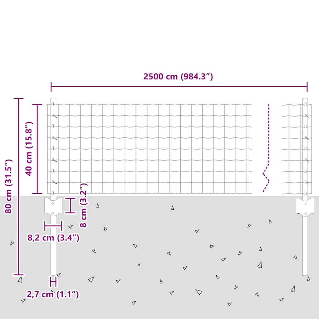 vidaXL Φράκτης Euro με 11 U Posts Γκρι 0.4x25 μ Ατσάλι