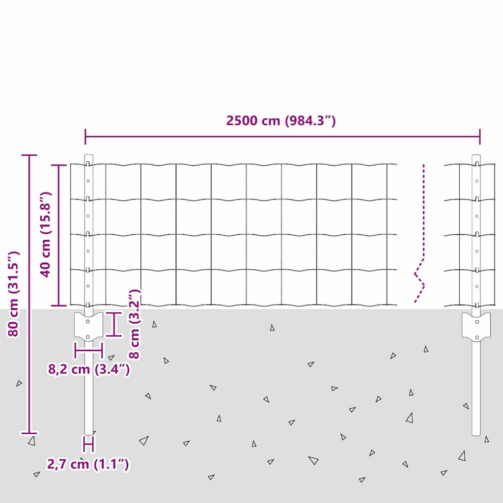 vidaXL Ευρωπαϊκό φράχτη με 11 U Posts Γκρι 0,4x25 μ Ατσάλι