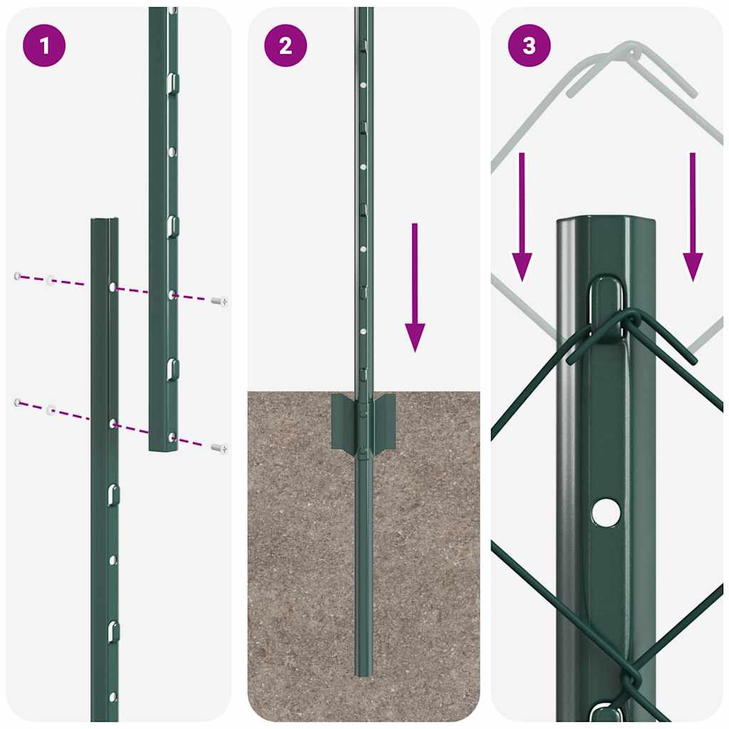 vidaXL Σετ Φράχτη Σετ 2 Πράσινο Μέταλλο 25x1.5 μ Ανθεκτικό
