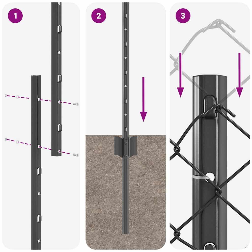 vidaXL Φράκτης Chain Link με 20 U Posts Γκρι 1.4x10 μ Ατσάλι