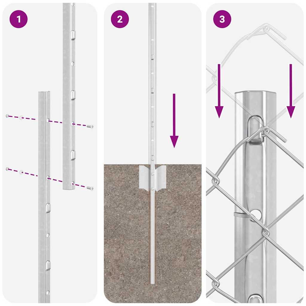 vidaXL Φράχτης Αλυσίδας με 20 Υ Πόστ Σίδερο 1.2x10 μ