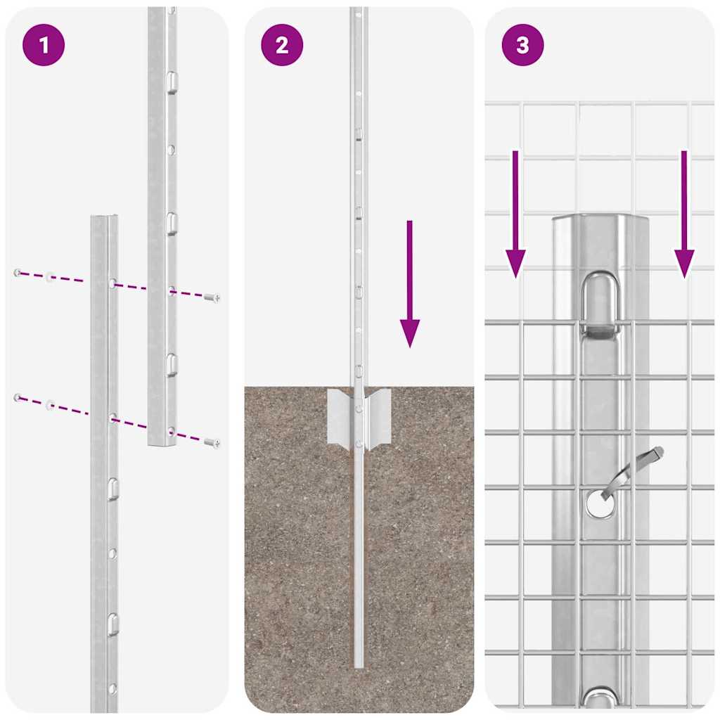 vidaXL Φράκτης με 44 U Posts Ασημί 1.4x50 μ χάλυβα