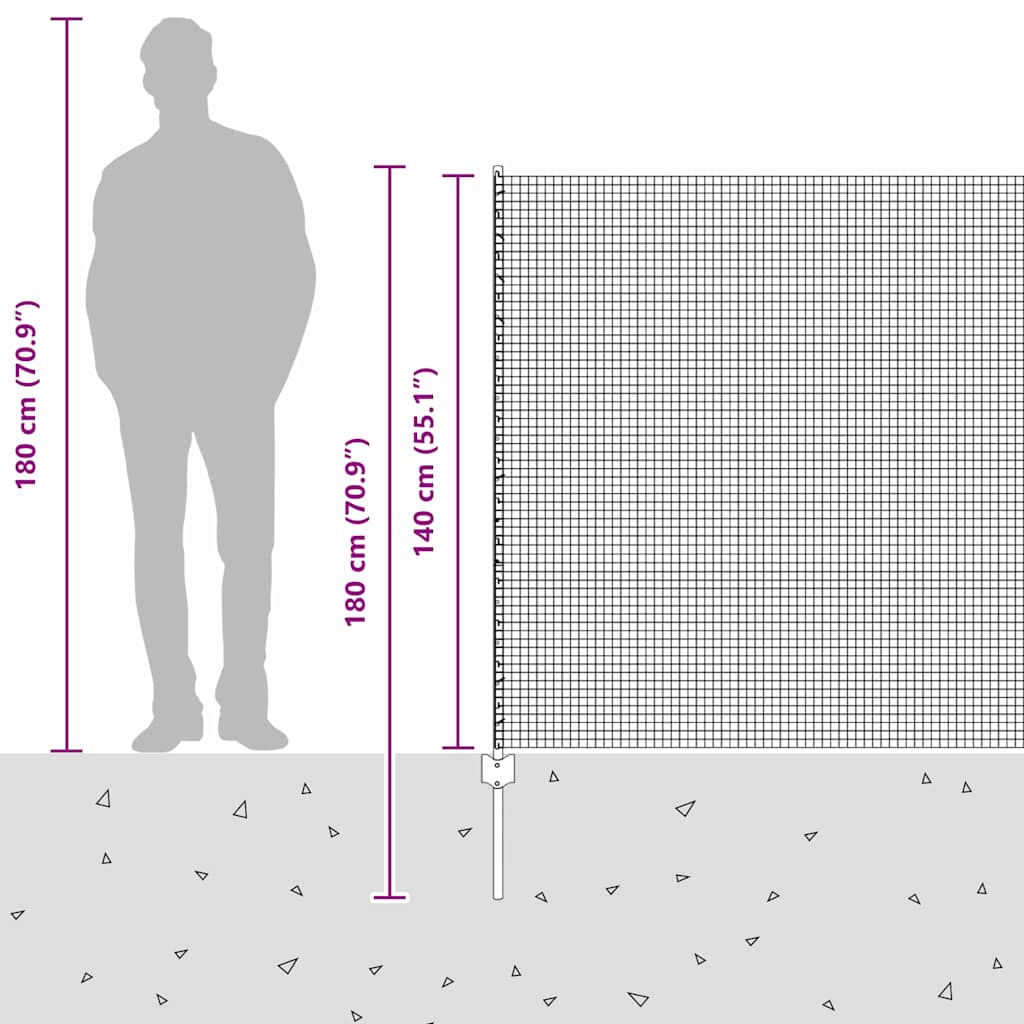 vidaXL Γαλβανισμένος Συρμάτινος Φράχτης με 44 U Πόστα Ασημί 1.4x50 μ Χάλυβα