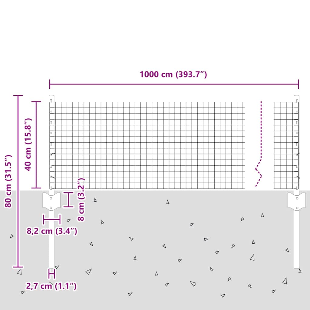 vidaXL Φράκτης Welded Wire με 5 U Posts Πράσινος 0.4x10 μ Ατσάλι