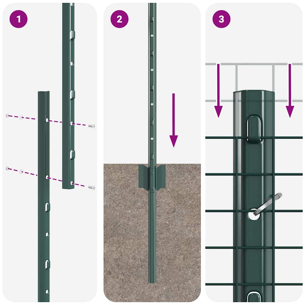 vidaXL Συγκολλητό Συρματόπλεγμα με 11 Στηρίγματα U Πράσινο 1.2x25 μ Χάλυβας