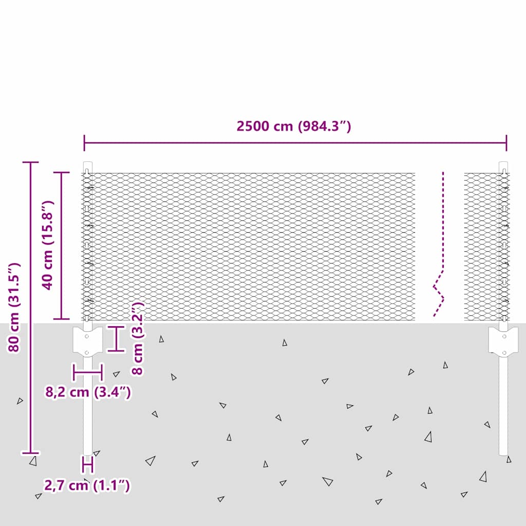 vidaXL Φράχτης με Στήλες. Γκρι 0.4 x 25 μ Ατσάλι