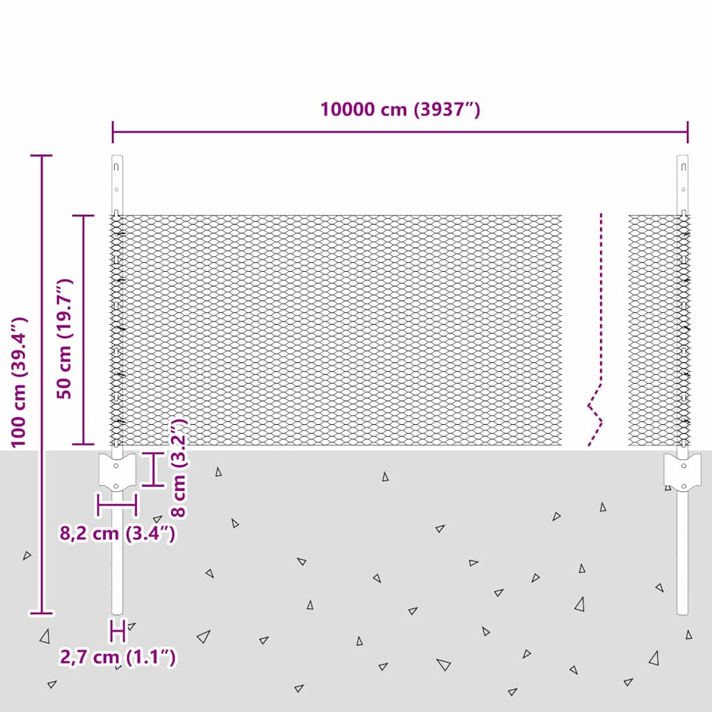vidaXL Φράκτες Πόλων 11 τεμάχια U-Channel 60 cm Γαλβανισμένο Ατσάλι