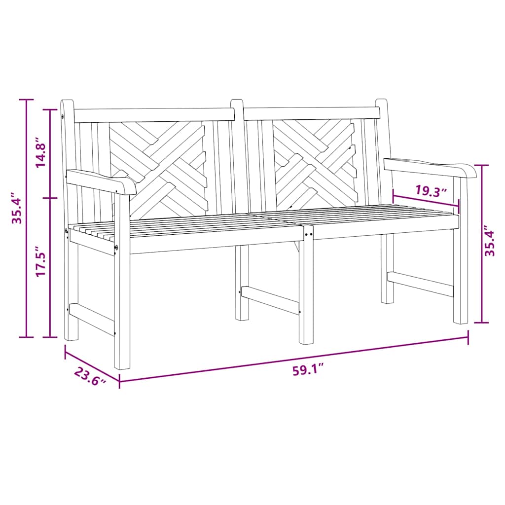 vidaXL Παγκάκι κήπου Καφέ 150 x 60 x 90 εκ Μασίφ ξύλο teak