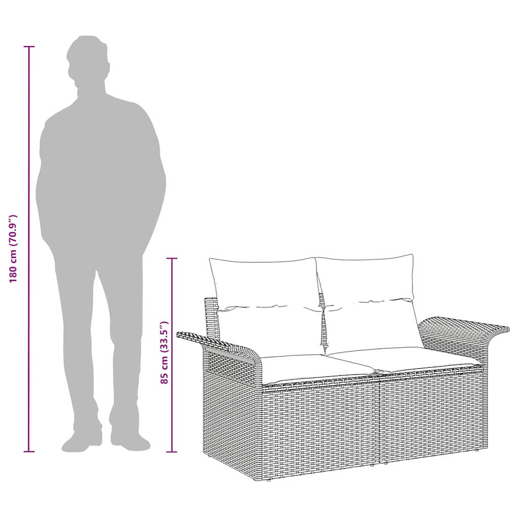 vidaXL Καναπές Κήπου Γκρι 141 x 62 x 69 εκ. συνθετικό ρατάν