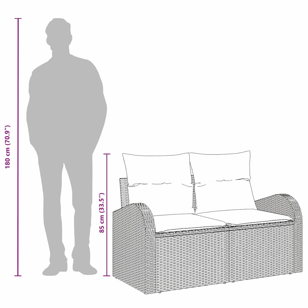 vidaXL Καναπές Κήπου με μαξιλάρι Μπεζ 124 x 62 x 69cm συνθετικό ρατάν