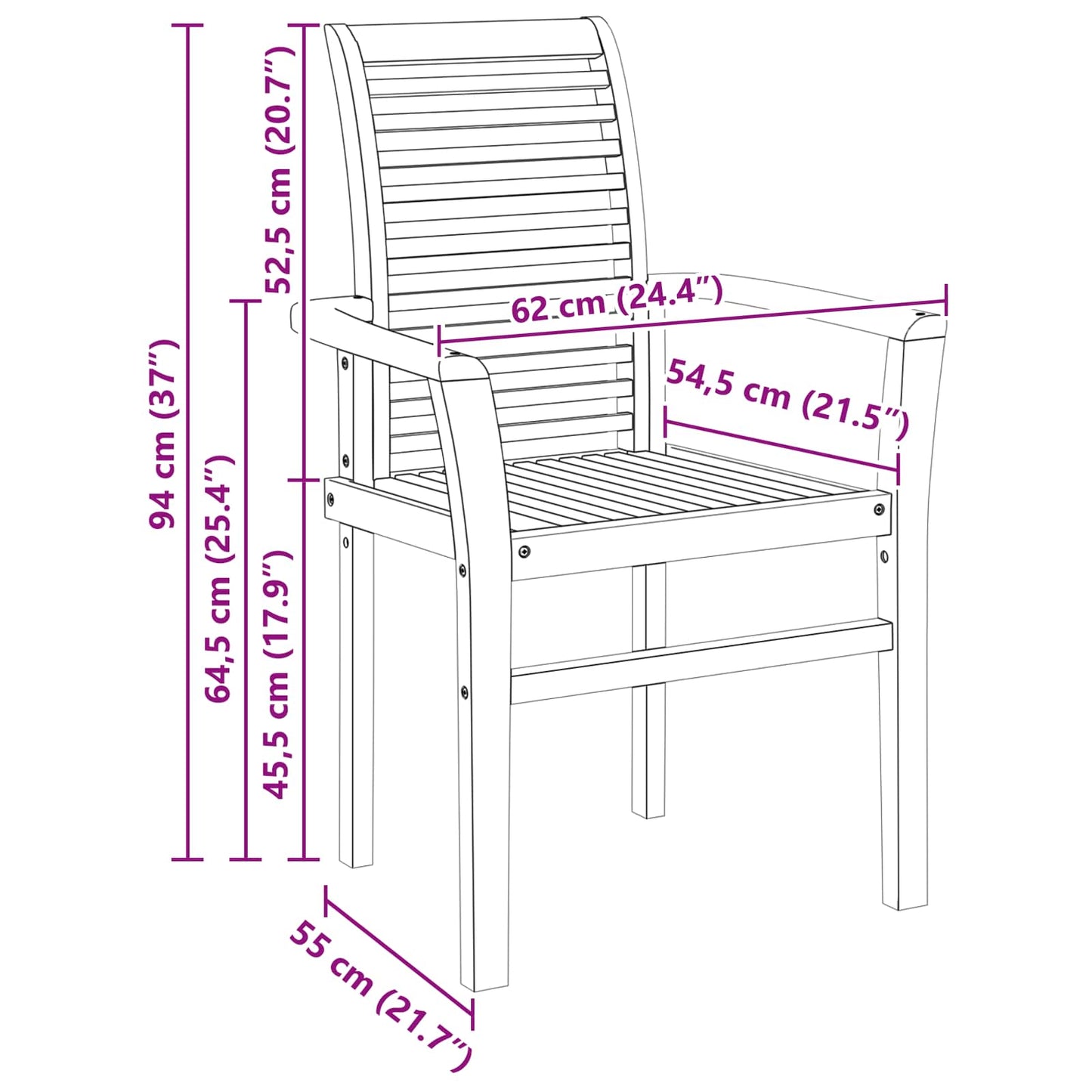 vidaXL Καρέκλα τραπεζαρίας 4 pcs Καφέ 62 x 55 x 94 εκ Στερεό Ξύλο Τίκ