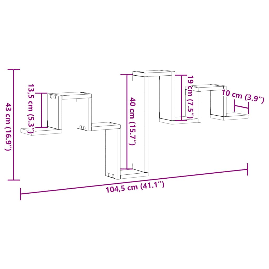 vidaXL Ράφι Τοίχου Επιτοίχιο Artisan Oak 104.5 x 43 x 10 εκ