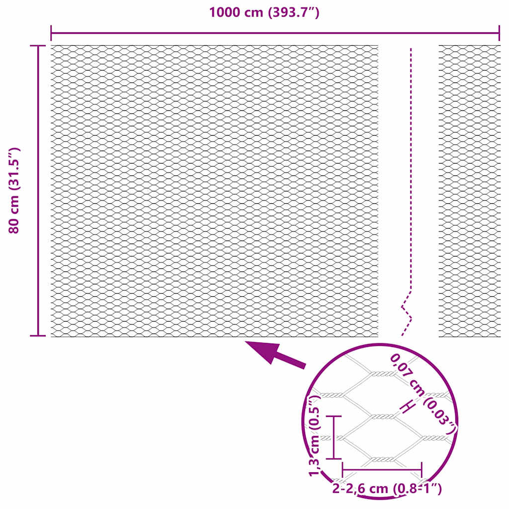 vidaXL Εξαγωνικός φράχτης Πράσινο 0.8 x 10 m Ατσάλι