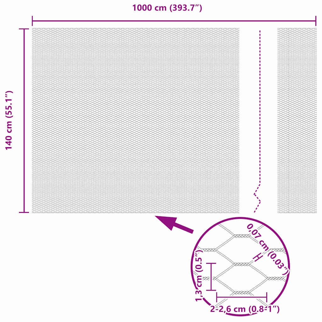 vidaXL Εξαγωνικός φράχτης Πράσινο 1.4 x 10 m Ατσάλι