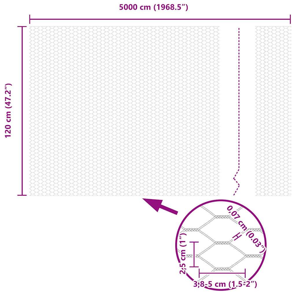 vidaXL Εξάγωνος Φράχτης Γκρίζος Γκρι 1.2 x 50 m Ατσάλι