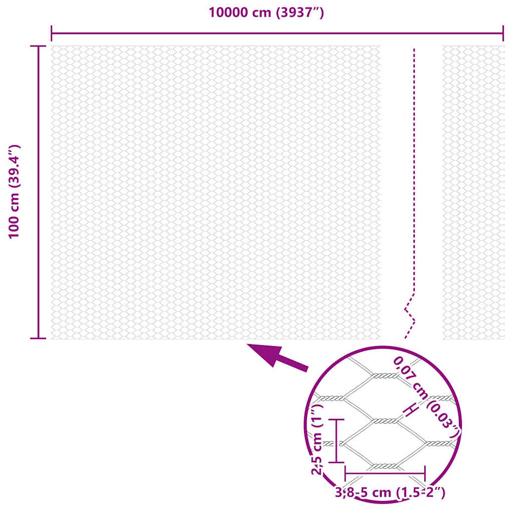 vidaXL Φράχτης Εξαγώνου Γκρι 1 x 100 m PVC