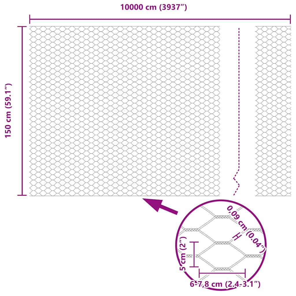 vidaXL Φράχτης Εξαγώνου Γκρι 1,5 x 100 μ PVC