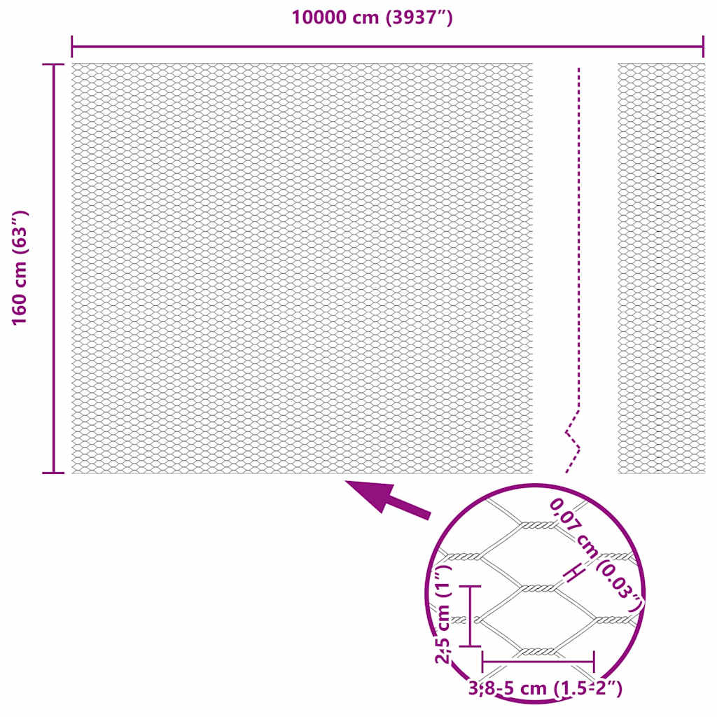 vidaXL Φράχτης Εξαγώνου Γκρι 1,6 x 100 m PVC