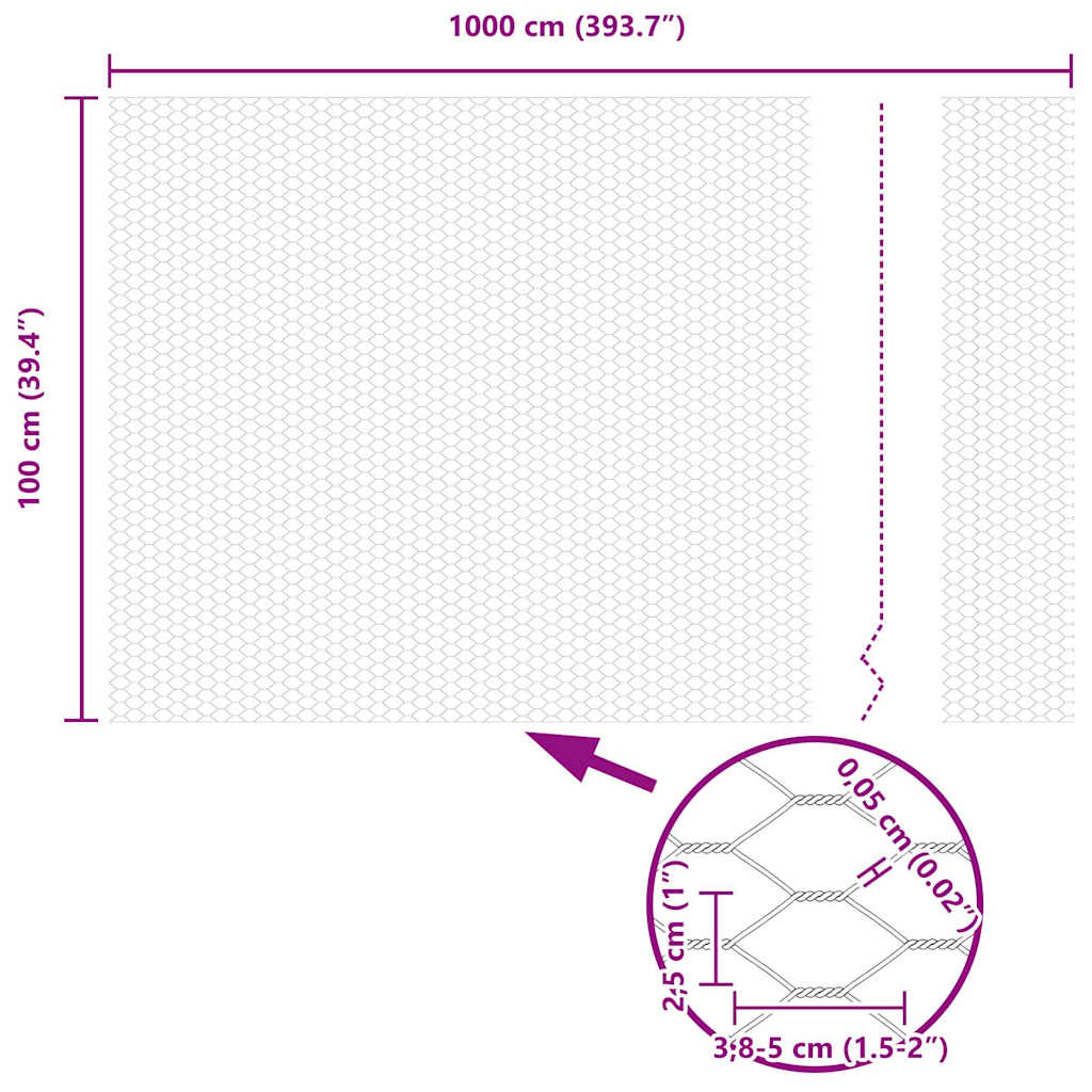 vidaXL Φράχτης Εξαγώνου Ασημί 1 x 10 m Γαλβανισμένος χάλυβας