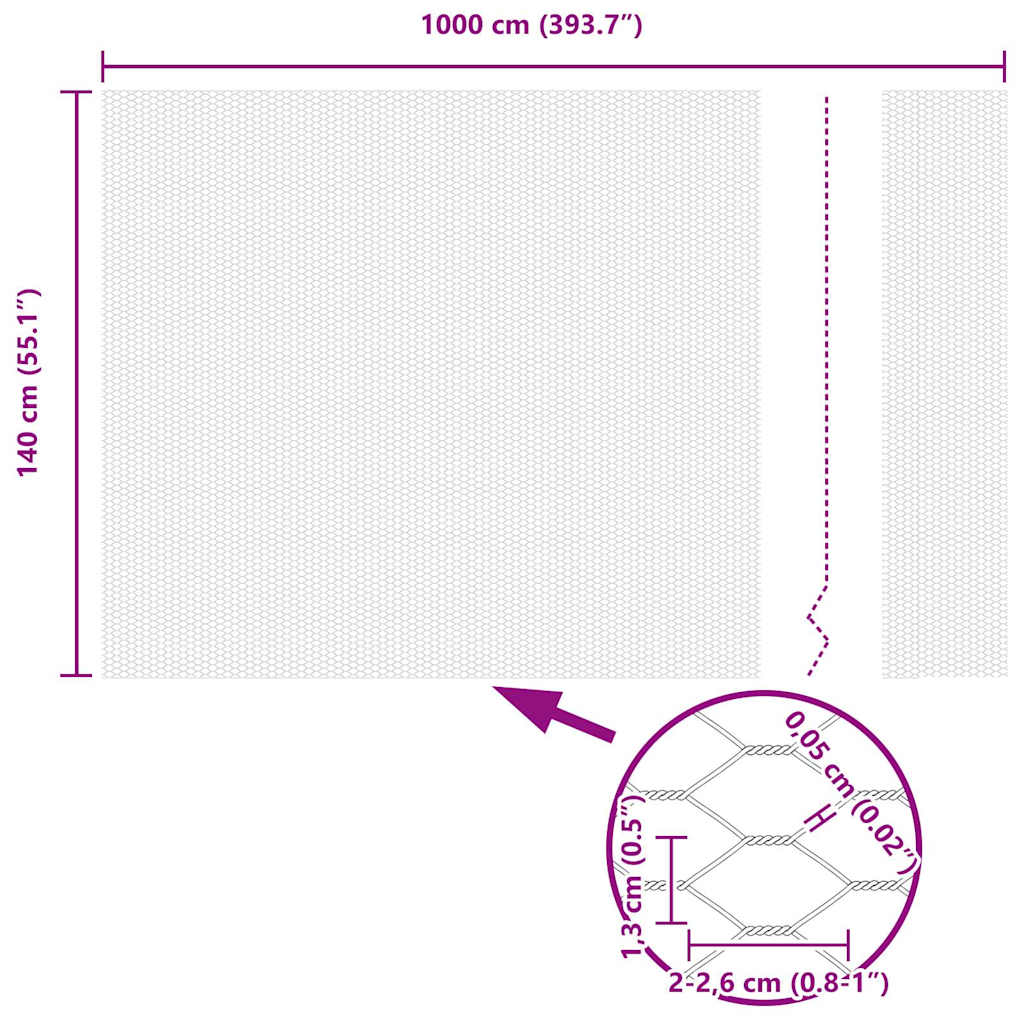 vidaXL Φράχτης Εξαγώνου Ασημί 1,4 x 10 m Γαλβανισμένος χάλυβας