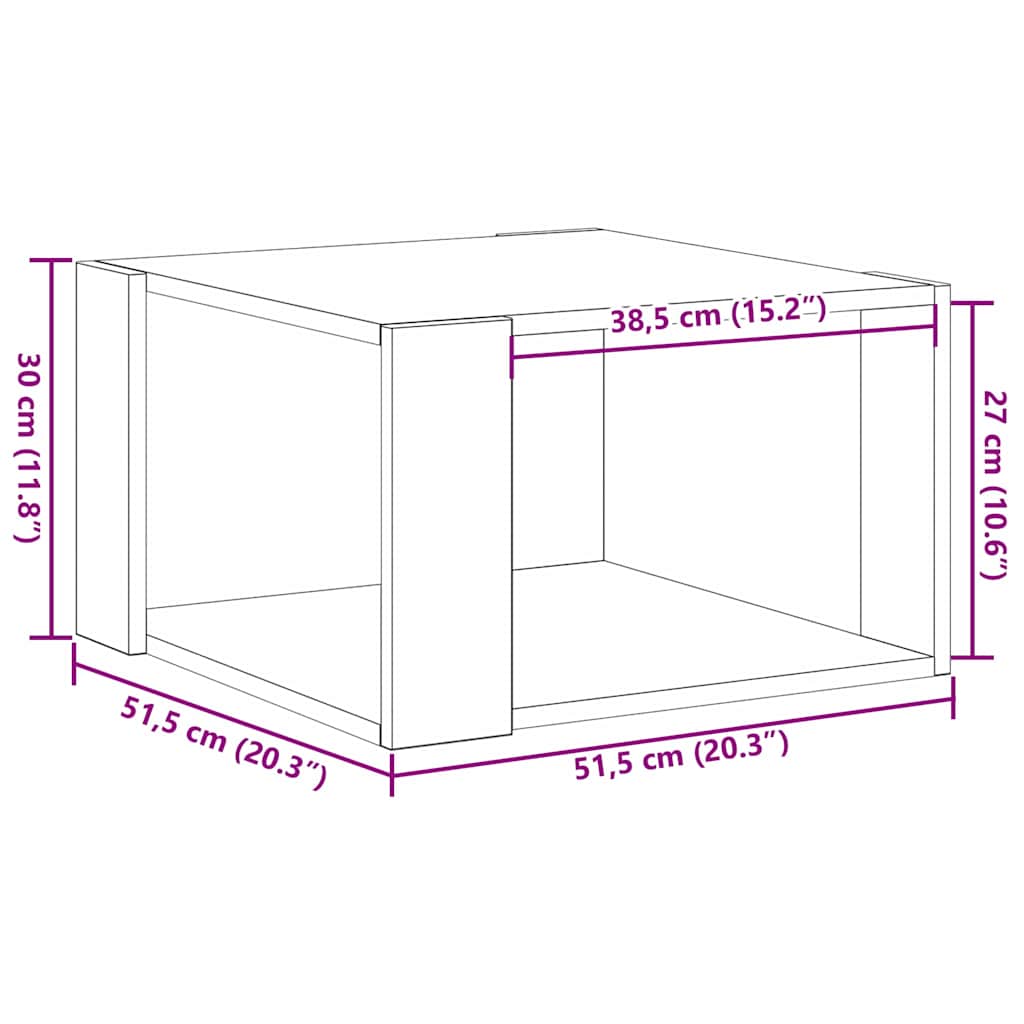 vidaXL Τραπεζάκι σαλονιού Παλαιό ξύλο 51.5 x 51.5 x 30 εκ