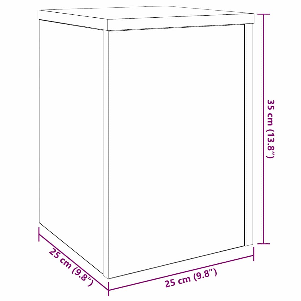 vidaXL Βάση φυτών 2 pcs Μαύρη δρυς 25 x 25 x 35 cm Επεξεργασμένο ξύλο