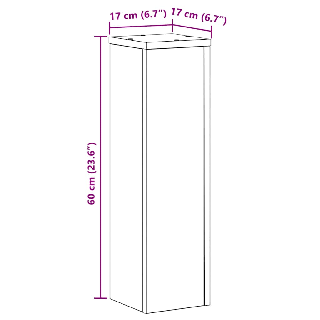 vidaXL Βάση φυτών 2 pcs Μαύρη δρυς 17 x 17 x 60 cm Επεξεργασμένο ξύλο