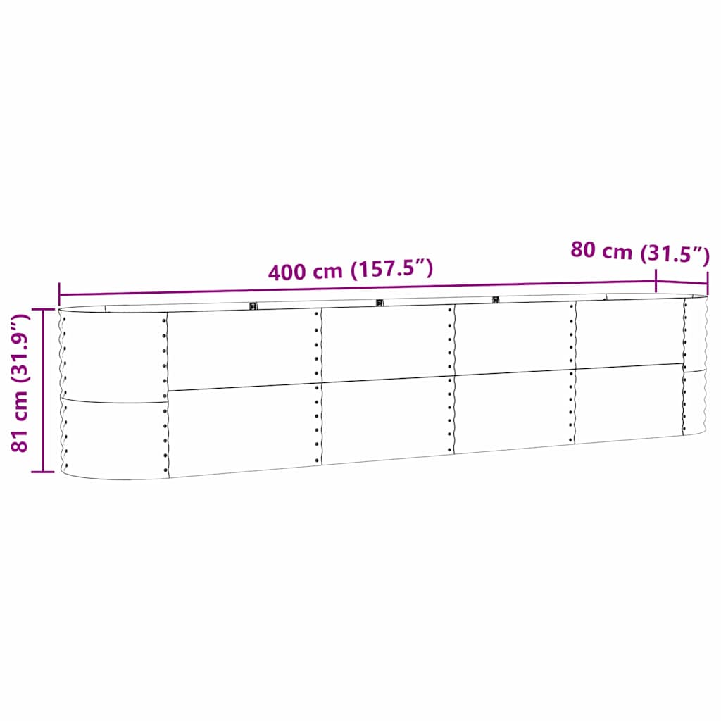vidaXL Υπερυψωμένη Ζαρντινιέρα Καφέ 400 x 80 x 81 cm Ατσάλι