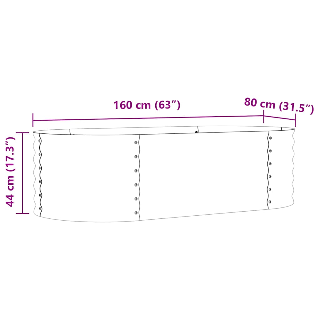 vidaXL Υπερυψωμένη Ζαρντινιέρα Καφέ 160 x 80 x 44 cm Ατσάλι