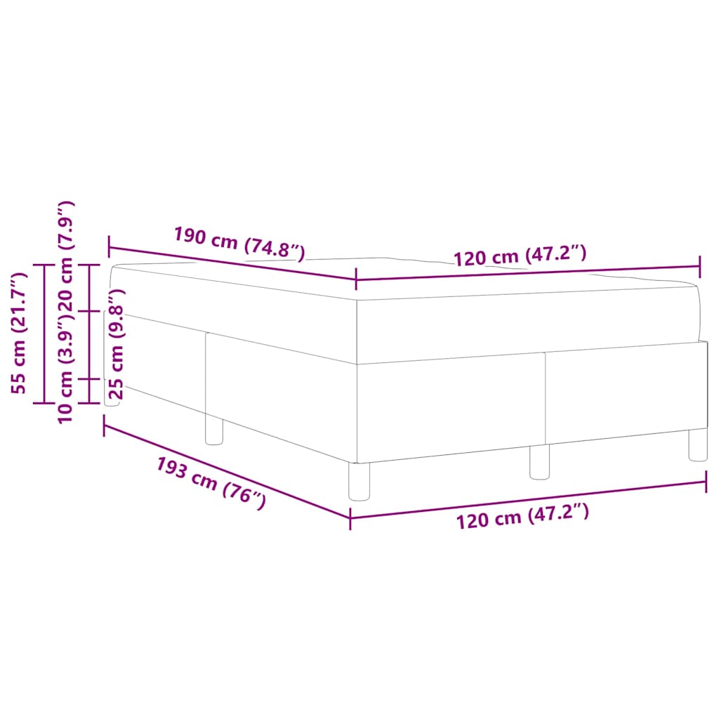 vidaXL Σκελετός Κρεβατιού με στρώμα Γκρι 120 x 190 cm ύφασμα