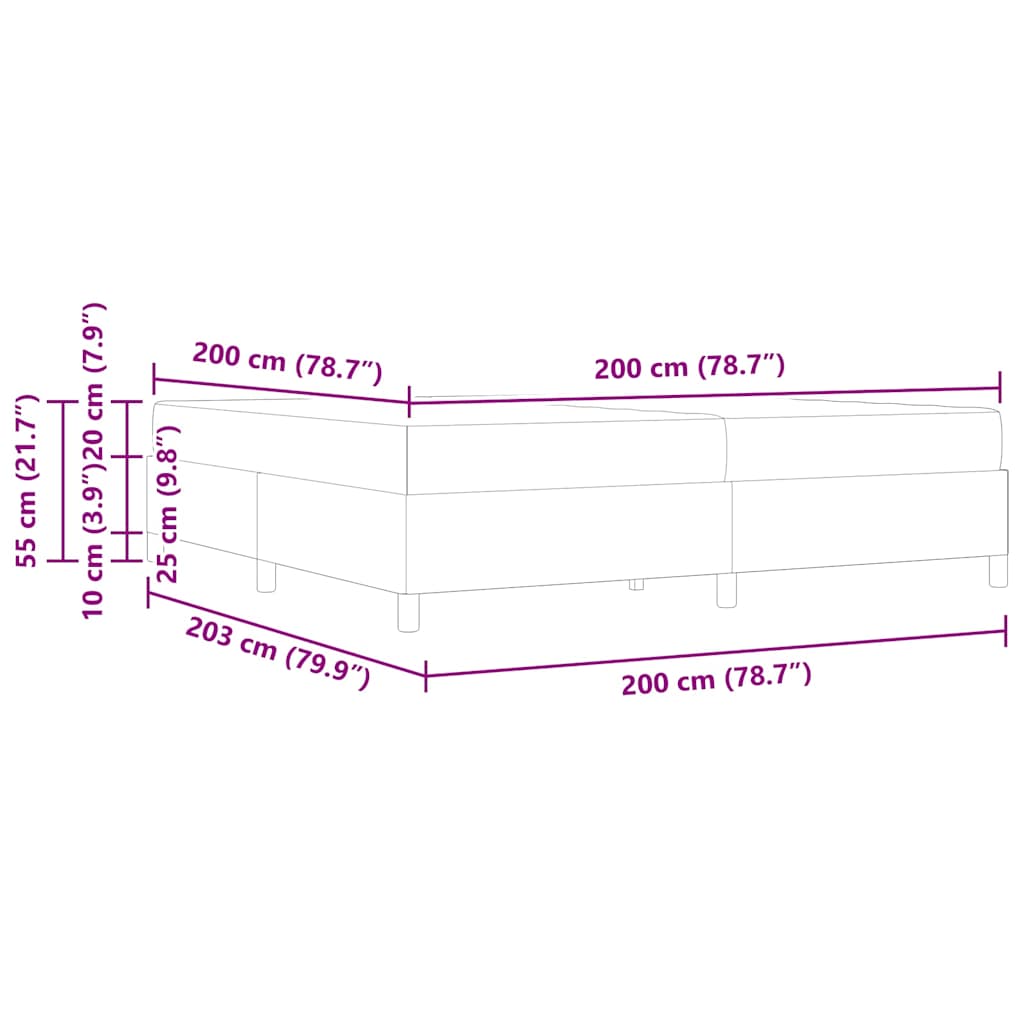 vidaXL Σκελετός Κρεβατιού με στρώμα Κρεμ 200 x 200 cm ύφασμα