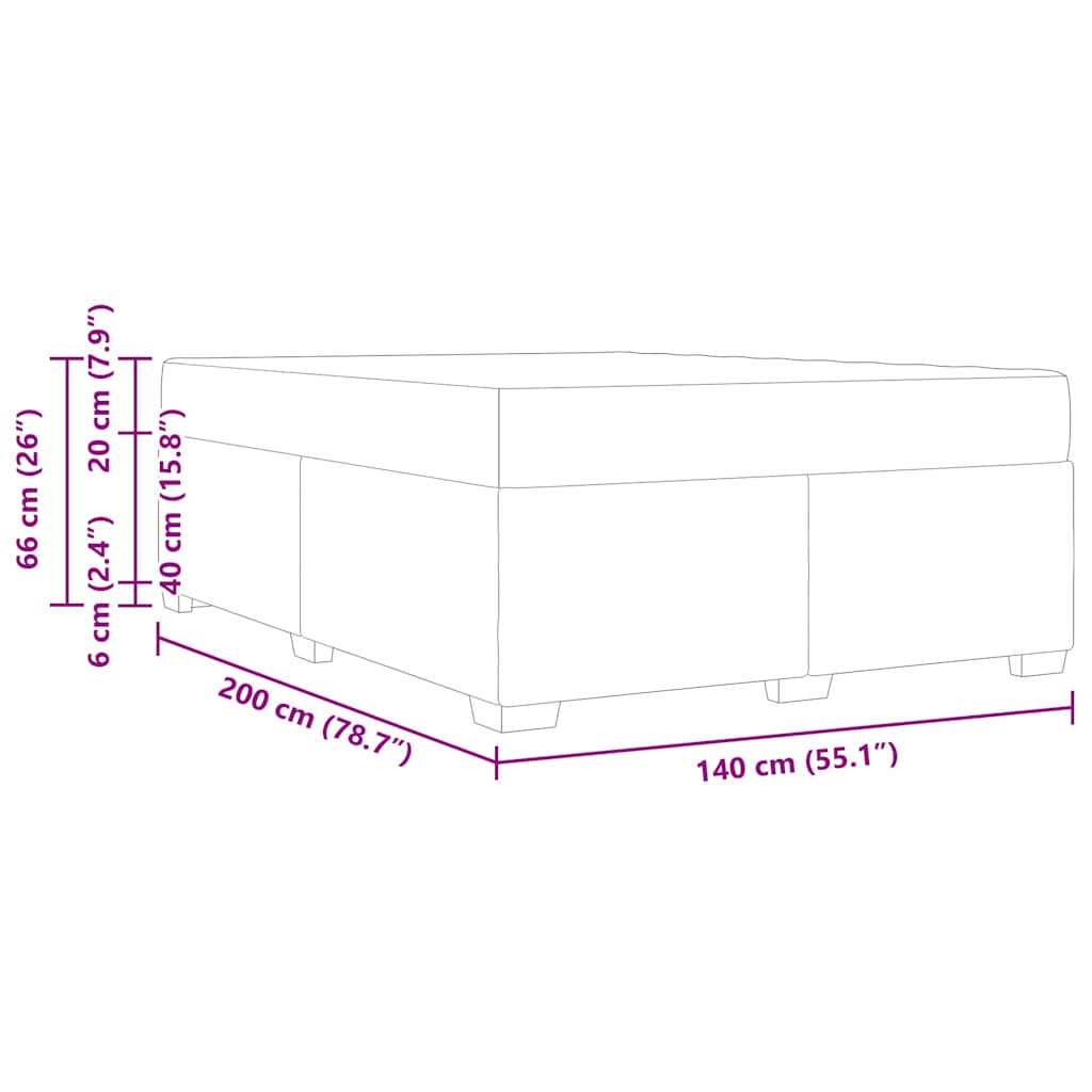 vidaXL Σκελετός Κρεβατιού Σκούρο γκρι 140 x 200 cm ύφασμα